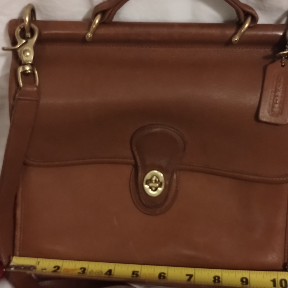 Coach Brown Leather Top-Handle Satchel with Gold Hardware - Picture 2 of 6